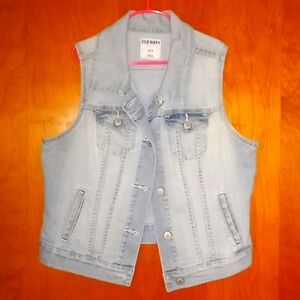 Old Navy Stone Washed Jean Vest Size Small Petite